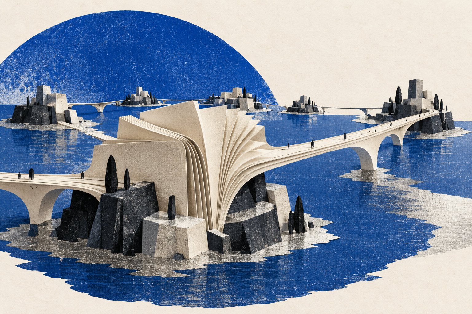 Conceptual silver and blue open-network illustration for the Litecoin fieldbook.